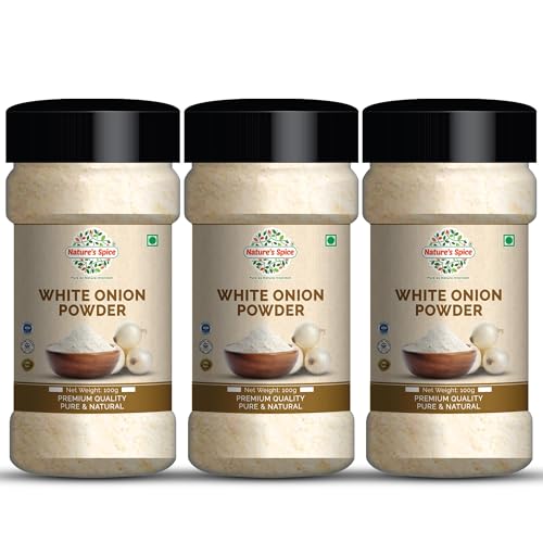 Image of Nature's Spice White Onion Powder - Pack of 3 (100g Each) Natural Pyaz for Cooking | Flavorful Seasoning for Recipes | Dehydrated, No Additives & Preservatives | Ready to Use (Safed Pyaz Powder)