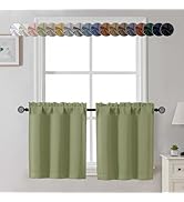 Gwine 24 Inch Long Tier Curtains for Small Window, Short Blackout Kitchen Curtains Over Sink, Hal...