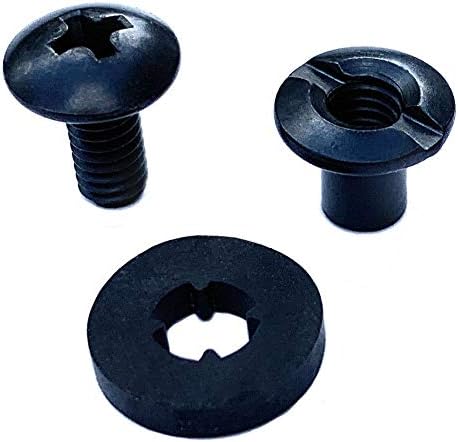 Black Chicago Screws, 24 Sets - for DIY Kydex and Leather Gun Holsters/Clips and Knife Sheaths, 3/8 Inch, Includes Phillips Truss Heads + Open Slotted Fasteners + Rubber Washers/Spacers