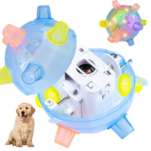 Hotainoys Dog Balls, Jumping Activation Interactive Dog Toys, Plastic Balls with Flashing Light & Sounds, Battery Powered Wireless 4.7 Inch Interactive Toys for Cats Dogs Moving Ball