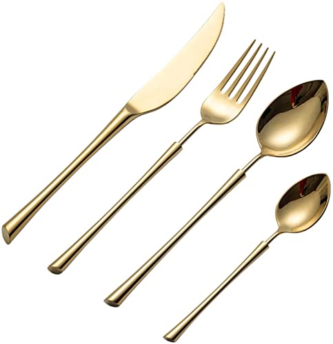 Couverts en acier inoxydable dorés de service de table de 4 pièces avec fourchette