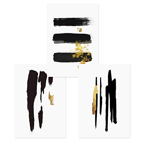 Toile encre minimaliste noir et or pour une ambiance zen dans votre salon contemporain
