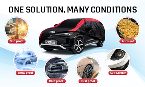 Image of Car Cover Waterproof All Weather Custom Fit for VW Volkswagen Tiguan 2018-2025 BWM, Tiguan Accessory with Door Zipper & Windproof Straps
