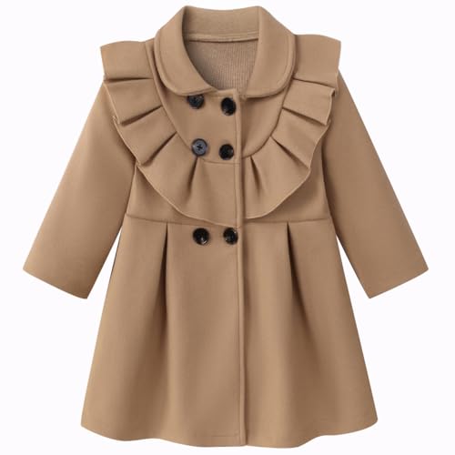 Toddler Baby Girl Clothes Jacket Coat Long Sleeve Flounce Ruffle Buttons Dress Coat Fall Winter Outfit