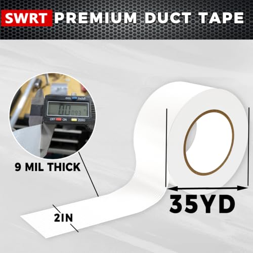 Image of SWRT Duct Tape White Heavy Duty,2 in x 35 YD, 9 Mil Strong Adhesive | Heavy Duty, Waterproof All Weather No Residue Sealing & Patching for Indoor&Outdoor Repair, Multi Purpose Home Repair