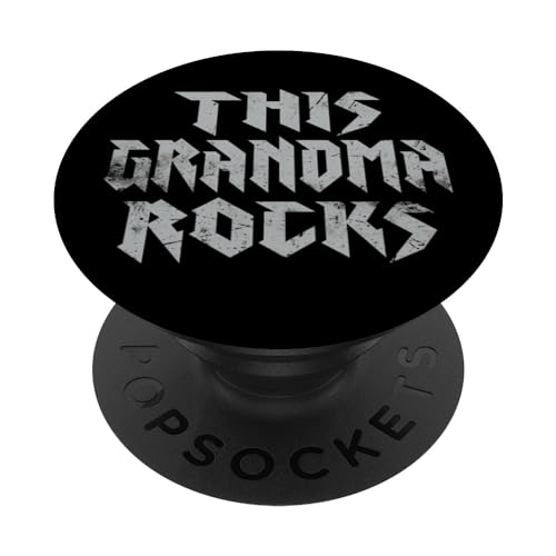 Rock N Roll This Grandma Rocks Rock Music Lover PopSockets Swappable PopGrip, Black
