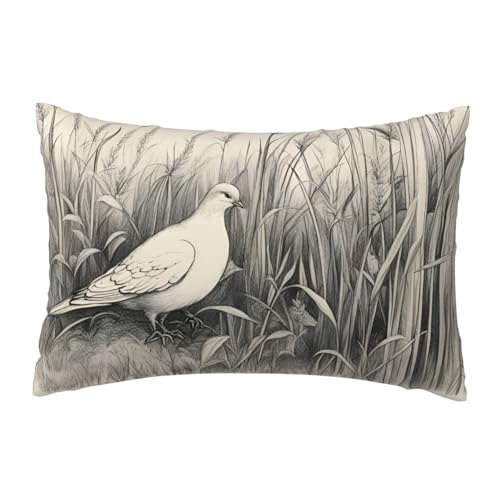Evengigy Funda de cojín con estampado de hierba y paloma para decoración del hogar, funda de almohada de 30 x 45 cm