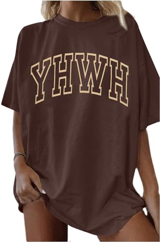 MNLYBABY YHWH Oversized Shirt Women Christian Tshirts Jesus Faith Inspirational Casual Tee Tops