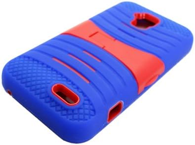 Aimo Wireless Rugged Wave Armor Case with Built-in Kickstand for ZTE/Z998 AT&T - Carrying Case - Retail Packaging - Blue/Red