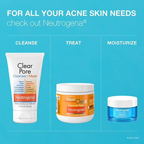 Neutrogena Clear Pore 2 In 1 Facial Cleanser/Face Mask With Kaolin & Bentonite Clay & 3.5% Benzoyl Peroxide Acne Treatment Medication, Daily Face Wash & Shine Control Clay Mask, 4.2 Fl. Oz (Pack Of 6) #TOP6