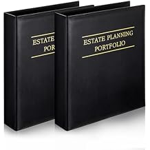 Skyygemm 2 Pcs Estate Planning Portfolio Binder PU Leather 3 Ring Binders with Gold Title and Index Tab Dividers, 11 x 11.8 x 2.4 Estate Planning Organizer Black