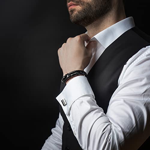 Image of SERASAR Premium Leather Bracelet Men | Stainless Steel Magnetic Clasp | Three Colors | Jewelry Box Included