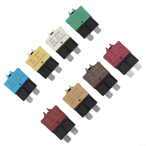 Pack de 8 fusibles manuales con reinicio automático para sistemas eléctricos marinos, de camiones, RV y audio para auto: 3 A a 30 A miniatura 6
