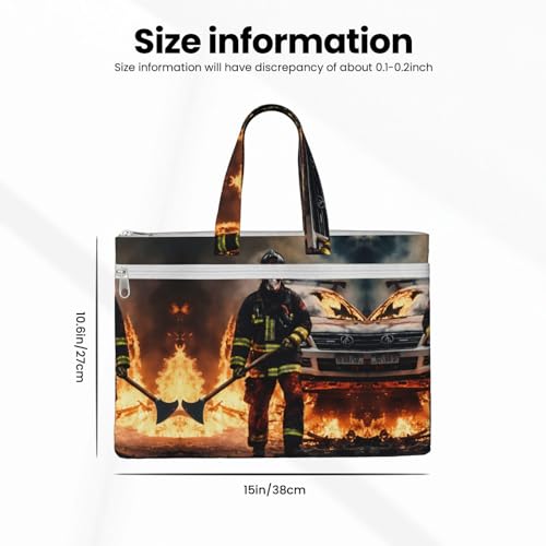 Firefighter Fireman Flame Canvas Document Bag Briefcase For Professionals And Executives4