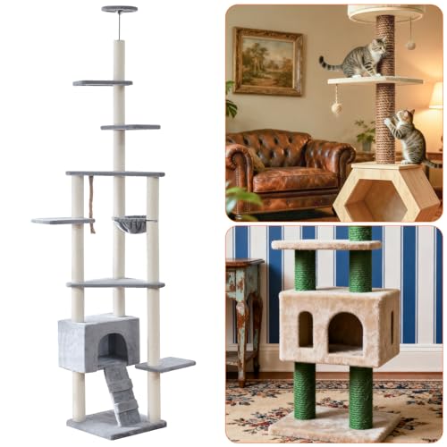 Poteaux de rechange pour arbre à chat vert dans le salon - 7