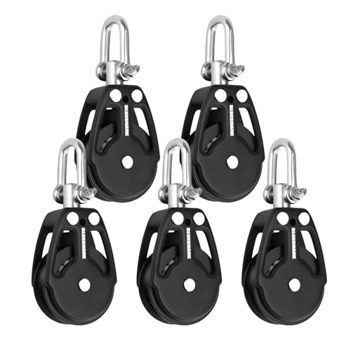 Blue Shark 2250-38mm Single Swivel Aluminum Sailing Block - Max Line: 3/8” (10 mm), Safe Working Load (SWL): 900 lbs, Breaking Load: 2200 lbs (5-Pack)