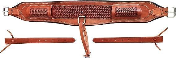 HUMAYL Saddlery Rear Girth Back Cinch Strap Western Horse Saddle Bucking Strap Flank Cinch Smooth Leather Size Length: 40 Buckle to Buckle & Width: 2.75 with 2 Buckles, GIRTH47