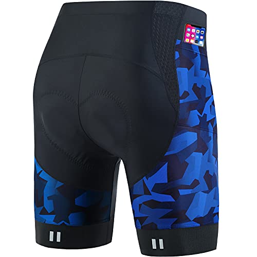 ENBLFOXS Men s Cycling Shorts 4D Padded Bike Shorts MTB Bicycle Shorts Road Biking Shorts Breathable and Quick-Dry Blue