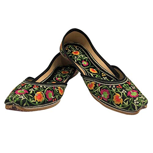 Stop n Style Punjabi Jutti for Women, Multicolor, Size 7 (Adult Women), Floral, Embroidery, Party, All Seasons, Flats, Leather Sole, Leather Insole, Non-Stretchable, Moderate Cushioning2