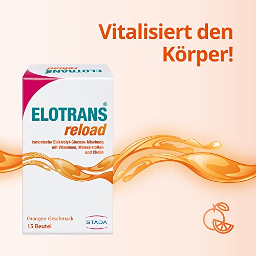 ELOTRANS Reload – izotonická směs elektrolytu a glukózy – doplněk stravy s hořčíkem, chloridem draselným, cholinem a vitamíny B – 1 x 15 sáčků