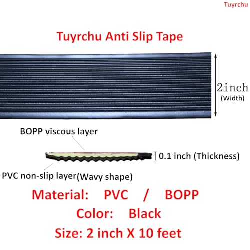 Image of Anti Slip Tape 2 Inch Wide, Waterproof Grip Adhesive Heavy Duty High Traction Friction for Indoor /Outdoor Steps (10 Ft /Black).