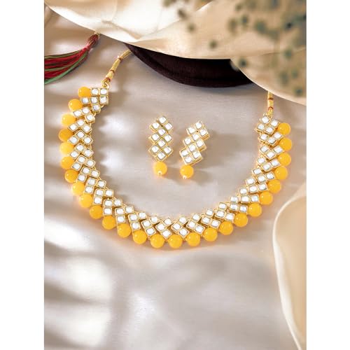 Image of Peora Kundan Faux Pearl Necklace & Jewelry Set Gift for Women
