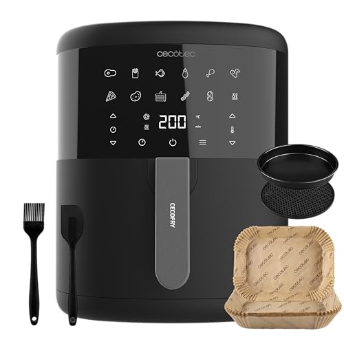 Cecotec Freidora de Aire sin Aceite de 6 L Cecofry Bombastik 6000 Full Hot. 1700 W, 12 Modos, Tecnología PerfectCook, Temperatura y Tiempo Regulables, Control Táctil, Air Fryer con Accesorios