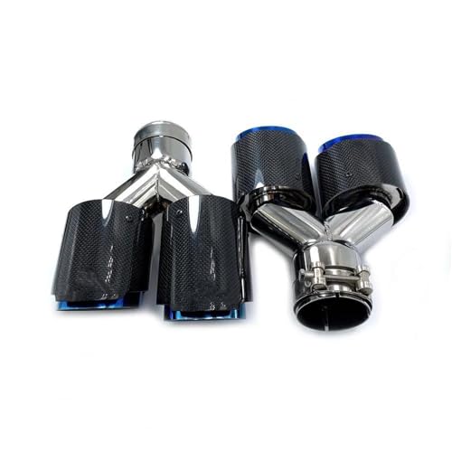 Tubo de escape doble azul de 48mm a 89mm para modificación de coche de dos piezas