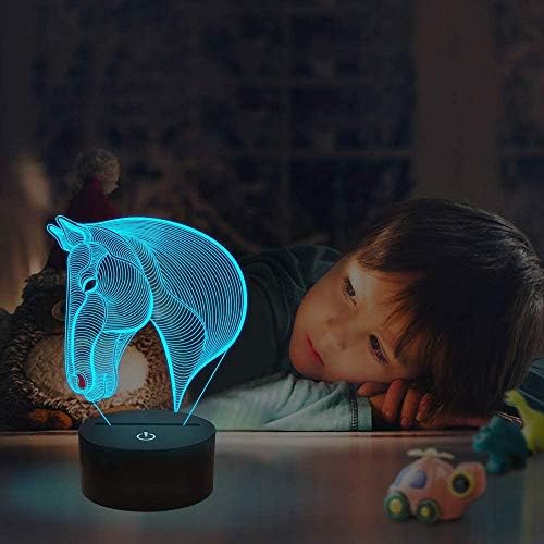 3D Horse Head Illusion Lamp, 3D Night Light for Boys Girls Table Desk Lamp 7 Color Changing Home Decoration Acrylic LED Art Sculpture Lights with Remote Control - Perfect Gifts for Birthday Festival