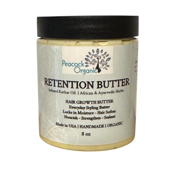 Retention Hair Butter | Moisture Retention - For Long, Healthy Hair | Made with Karkar Oil, Tallow Fat, Ostrich Oil, Saw Palmetto, Amla, Rosemary | 8oz