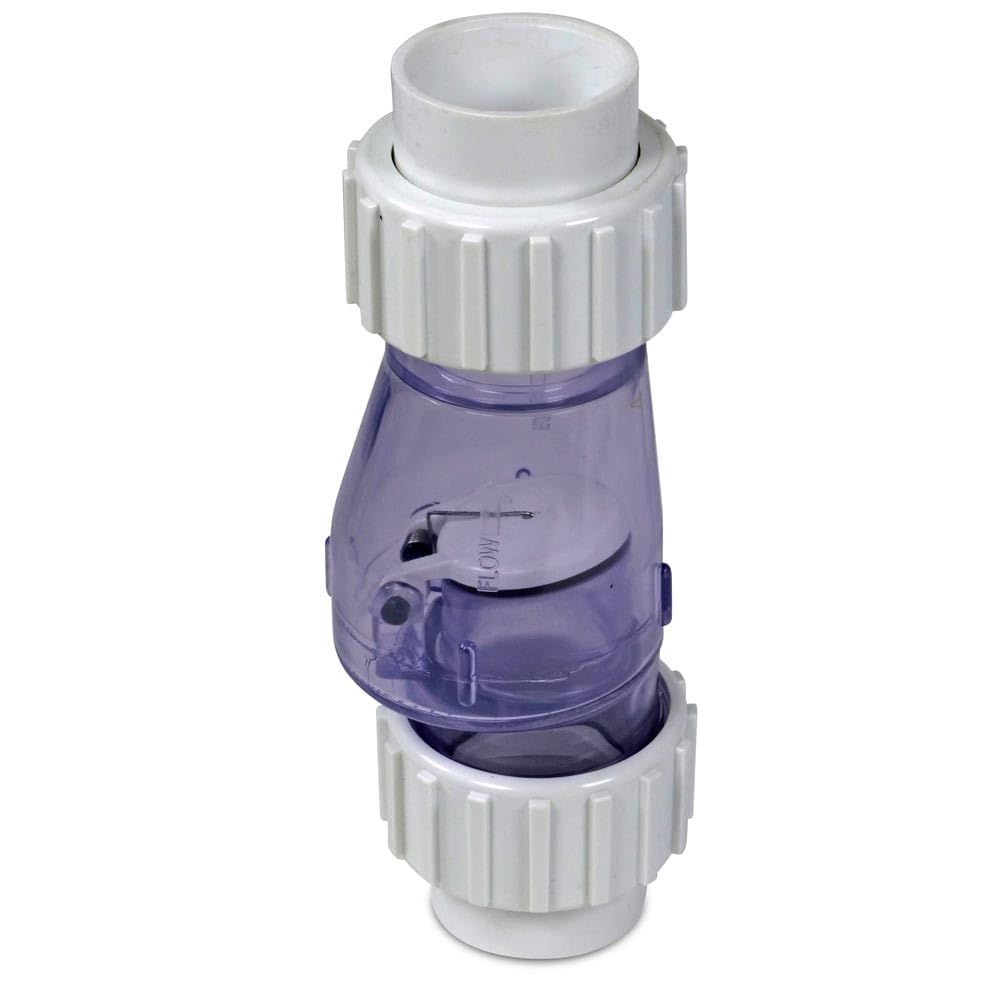 Rückschlagventil Ø 50 mm mit Feder - Transparentes PVC-Rücklaufventil mit beidseitiger Klebemuffe - Für Pool Sandfilteranlagen & Skimmer - Robuste Ausführung, langlebig & temperaturbeständig