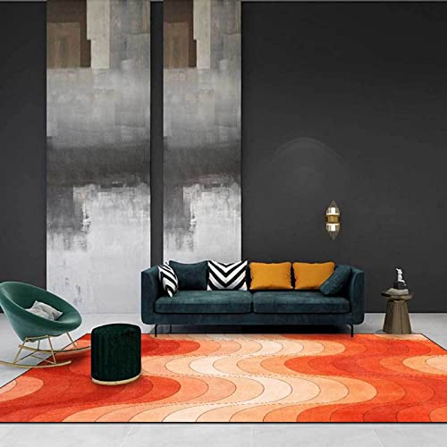 Alfombra con Degradado Geométrico, Líneas Curvas de Colores, Alfombrillas Decorativas para Sala de Estar, Alfombrillas Antideslizantes para decoración del Hogar 120x160cm Cover