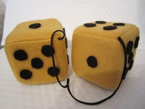 Gold Fuzzy Dice Mirror Hangers
