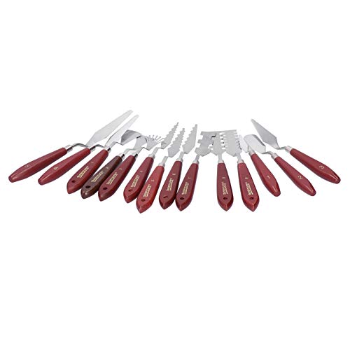 Juego de cuchillos de pintura al óleo de acero inoxidable con 14 paletas de forma especial 4
