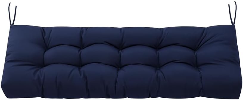 Waterproof Outdoor Bench Cushion, Waterproof Bench Cushion for Outdoor/Indoor Furniture, Tufted Patio Bench Seat Cushion, Outdoor Cushions for Porch Swing Couch (Navy Blue, 39 * 19.7in)