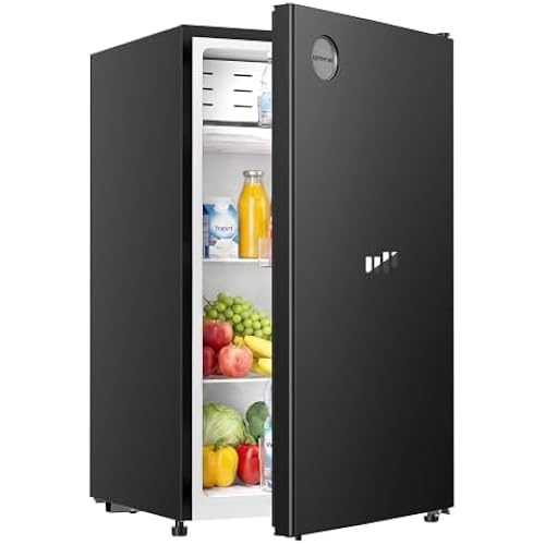 Upstreman 3.2 Cu.Ft 12V RV Refrigerator with Freezer, Black-RV32