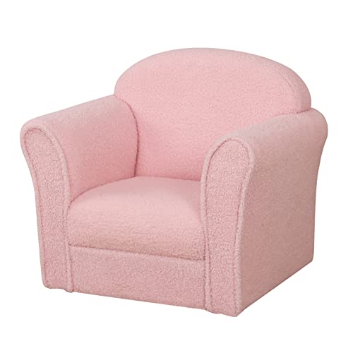 Afbkss&Bb Children Sofa, Kids Armrest Chair, Sturdy Wood Construction Kids Furniture, Armchair Couch For Preschool Children, Lightweight Toddler Sofa Chair, Teddy Velvet-Pink #TOP10