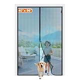 MAGZO Magnetic Screen Door Fit Door Size 40 x 96 Inch, Screen Size 42' x 97' Fiberglass Mesh with Full Frame Hook & Loop Heavy Duty-Black