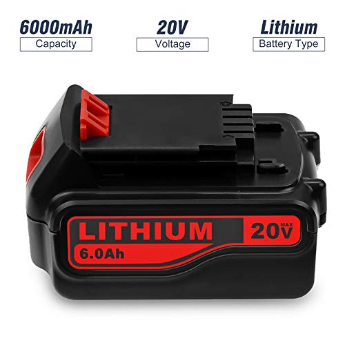 6.0Ah 20 Volt LB2X4020 Replacement Battery Compatible with Black and Decker 20V Lithium Battery LBXR20 LB20 LBX20 LBXR2020-OPE LBXR20B-2 LST220