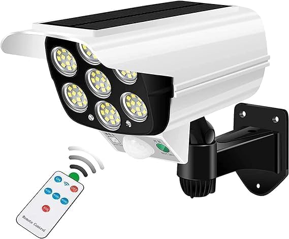 ZOMBULA (1Pcs Outdoor Motion Sensor Solar Lights, Lumens 77 LEDs Spotlight with Remote Controller, IP66 Waterproof, Wireless Dummy Decoy Fake Security Camera Garden Patio Driveway.-picture-24