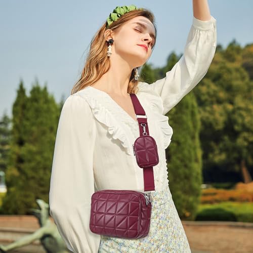AOCINA Quilted Crossbody Bags for Women with Coin Purse Soft Leather Crossbody Purse Small Shoulder Handbags2
