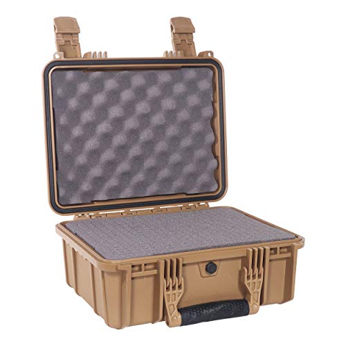 Authentic Crazy Deals Condition 1 14" Medium Waterproof Protective Hard Case with Foam, 13.5" x 11.5" x 6" #075 Watertight IP67 Dust Proof and Shock Proof TSA Approved Portable Carrier (Flat Dark Earth)