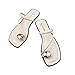 Women's leather strappy flat metal toe ring sandals fashionable square open toe low block heel slip-on Clip Toe Slide Sandals Casual Summer Beach slipper (White, Adult, Women, 4.5, Numeric, US Footwear Size System, Medium)