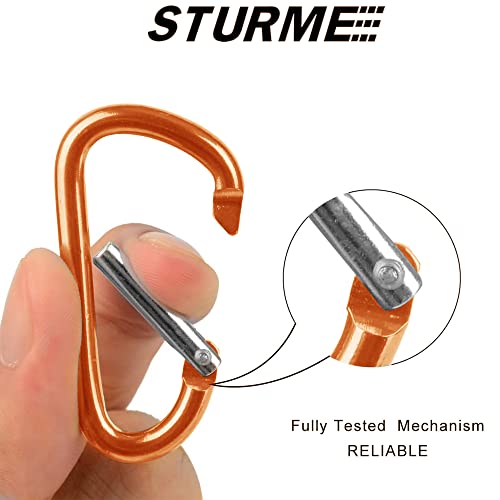 Image of STURME 2 inch Aluminum D Ring Carabiners Clip D Shape Spring Loaded Gate Small Keychain Carabiner Clip Set Outdoor Camping Mini Lock Snap Hooks Spring Link Key Chain Durable Improved 24 PCS