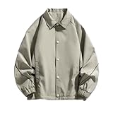 PANVER Langarm Jacke Herren Regular Fit Revers Einfarbig Übergangsjacke Klassisch Sport Casual Outdoorjacke H-Khaki M