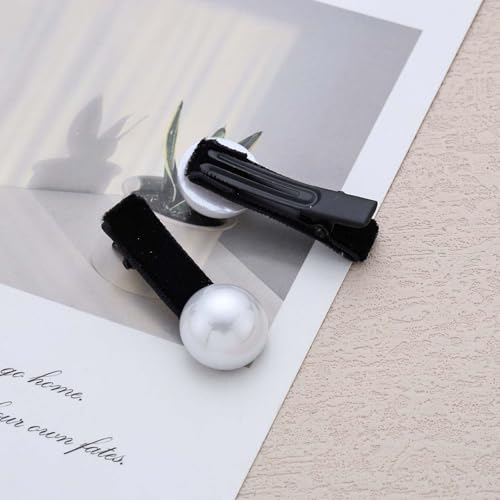 Pinza vintage de perlas en terciopelo negro para cabello miniatura 5