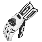 ILM Air Flow Leather Motorcycle Gloves for Men and Women Model-GRC01L (L, White-Long)