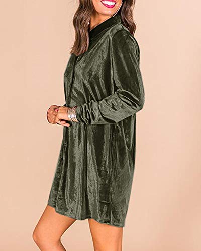 Ivay Women's Spring Button Down Tshirt Dresses Velvet Tunic Dress with Pockets2