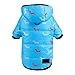UKKO Cappotto per Cani Abiti per Cani Dogshshund Piumino in Cotone Stampato con Anello al Guinzaglio Addomestico Felpa con Cappuccio per Piccoli Cani Medium Cucciolo-Blue,L