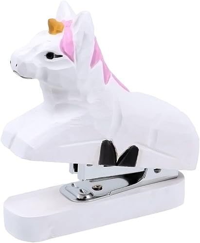 Mini grapadora para niños y estudiantes: grapadora de escritorio resistente blanca de animales lindos para uso doméstico u oficina